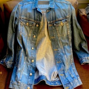 Oversized long denim jacket